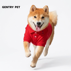 Gentrypet British Style Dog Polo Shirt Spring Red Cotton T-Shirt Pet Clothing Embroidered Easy to Clean