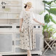 Spot linen embroidered sleeveless dress for women long skirt 2024 summer round neck vest skirt