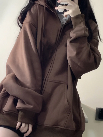 Maglione oversize da donna con cappuccio corto per le donne con cappuccio da donna con cerniera a quadri con cappuccio a maniche lunghe con cappuccio per l'autunno, bianco, S