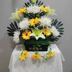 Simulated Chrysanthemum Flowers for Qingming Festival, New Style Grave Sweeping Flowers Tribute to Ancestors, Silk Cloth Fake Flowers, Cemetery Tombstone Flowers