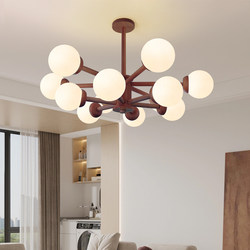 Walnut Wood Mid-Century Style Magic Bean Living Room Chandelier Full Spectrum Eye Protection Master Bedroom Study Dining Room Chandelier Zhongshan Lighting Fixtures