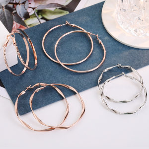 S925 silver -needle ear ring earrings female golden Korean version exaggerated temperament large circle net red tide fashion circle ear decoration