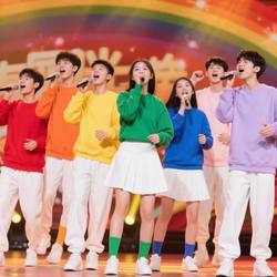 Korean Style Stage Performance Clothing for Men and Women, Candy-Colored Sweatshirt Set, Student Sports Meet Aerobics Cheerleading Uniform