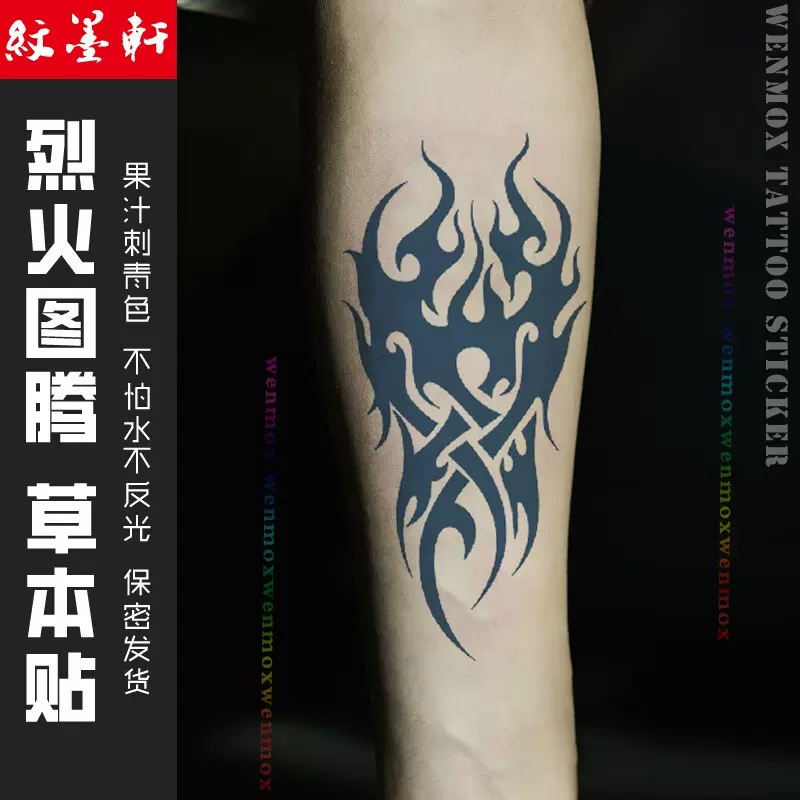 纹墨轩 ·wmx草本果汁纹身贴花臂半臂火焰图腾防水持久霸气刺青
