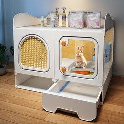 Rabbit Cage Villa for Home Use, Large Pet Rabbit Nest with Panoramic View and Integrated Toilet, Specially Designed for Dwarf Rabbits and Guinea Pigs