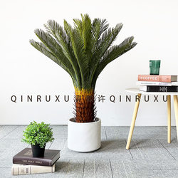 Simulated iron tree potted cycad tree interior decoration artificial plant hotel shopping mall green plant ornaments simulated tree