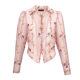 Jungle me pink rotating wooden horse print shirt retro waist bubble sleeve long -sleeved temperament niche design