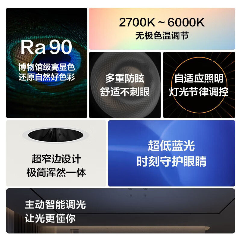 AQARA 녹색 쌀 튜브 스포트라이트 T3 천장 조명 눈부심 방지 적응형 조명 내장 지능형 제어 디밍 및 온도 조정-