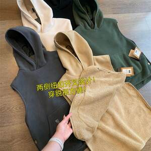 
Foreign trade list! Keep warm with cold! 430 grams of buttons on both sides of the buttons and thickened hooded vests for men and women couples