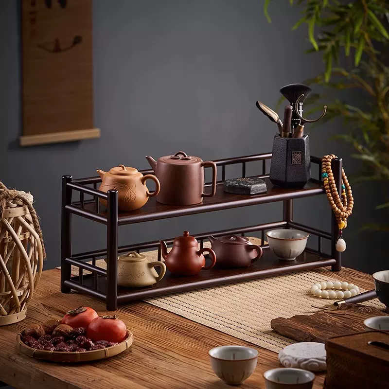 三层茶台置物架茶杯架子文玩茶具收纳展示中式小型多宝格博古架-Taobao 