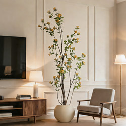 Artificial Green Plants, Island Spring Flowers, High-End Living Room Decorations, Realistic Tv Cabinet Vintage-Style Ornaments, Fake Trees for Indoor Use