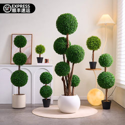 Simulated Spherical Plant, Bionic Green Plant Potted Plant, High-End Light Luxury Living Room Floor-Standing Milan Artificial Tree Ornament Decoration