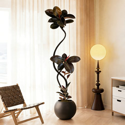 Artificial Green Plant Black Rubber Tree with a High-End Feel, Realistic Vintage-Style Decorative Piece for the Living Room, Fake Tree for Indoor Use