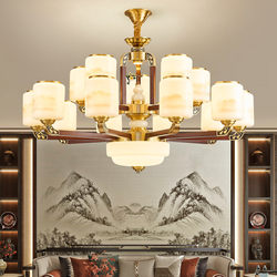 New Chinese-Style Chandelier, All-Copper and Solid Wood, Living Room Main Light, 2026 New Model, Villa Lobby Light, Dining Room Chandelier, Whole House Lighting Fixtures