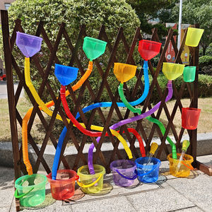 
Kindergarten environmental innovation open water play material children's teaching aids light and shadow games transparent rainbow bucket funnel measuring cup