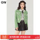 GW large size women's small fragrance style green checkered short jacket 2025 autumn new fat mm fashion jacket top
