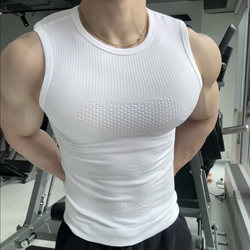 Seamless Tight-Fitting Sleeveless Men's Elastic Sports Vest for Running, Fitness Training, and Body Shaping Undershirt