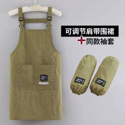 New Waterproof Apron with Sleeves for Women, Breathable, Household, Wear-Resistant, Korean Style, Oil-Proof Work Clothes, Smock for Cooking