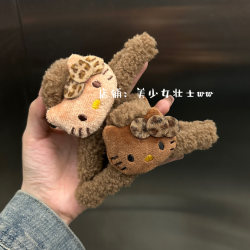 Original Design by Beautiful Girl Warrior! Kitty's Cute Leopard Print Plush Extended Shark Hair Clip, Suitable for Thick Hair