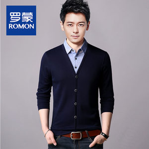 
Romon fake two-piece sweater men's inner sweater spring tops 2026 new solid color bottoming sweater for men