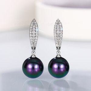 
New magic black pearl earrings futuristic fashion design earrings zircon versatile jewelry women's popular earrings