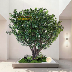 Artificial Tea Tree Green Plant Fake Tree Bonsai Home Living Room Shopping Mall Store Floor-Standing Large Landscape Decoration Ornament