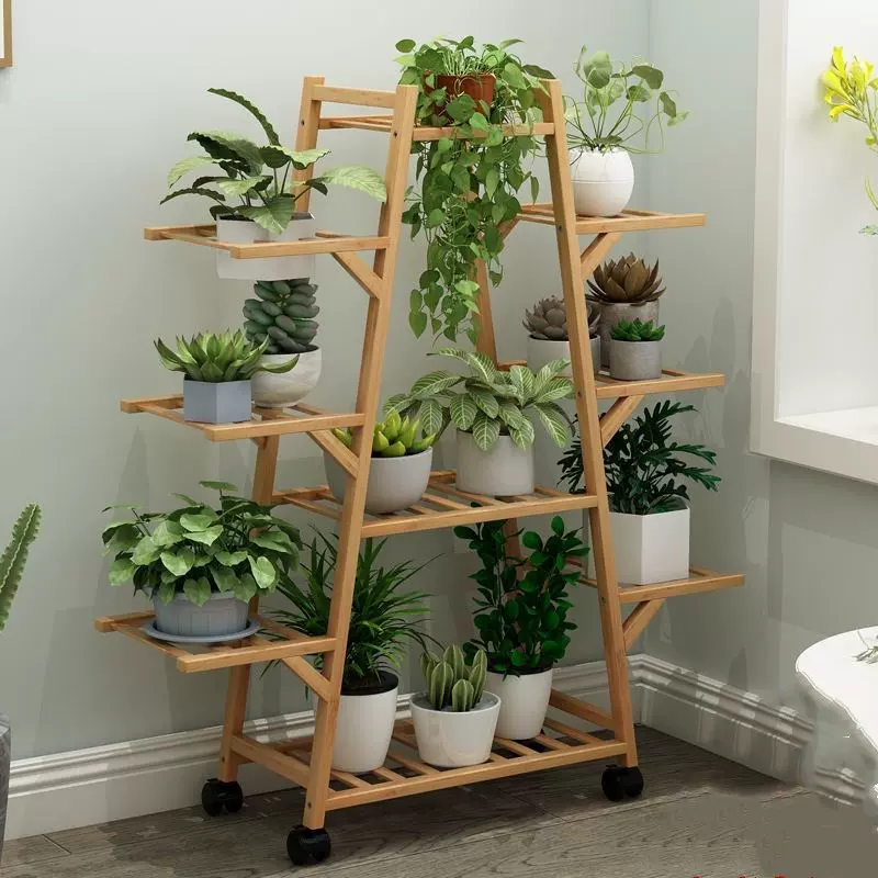 阳台花架21新款网红款多肉花架子多层可移动带轮客厅