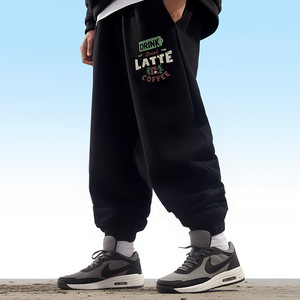 
velvet plus size casual sports pants for men with Autumn and Winter Fatty Loose Waiter Pants for men with Fashion and Fatty Plus Large Pants