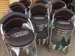 Game Console Chair, Gaming Seat, Naughty Castle Bar Counter, Stainless Steel with Backrest, Arcade Animation City, Wear-Resistant Leather Stool