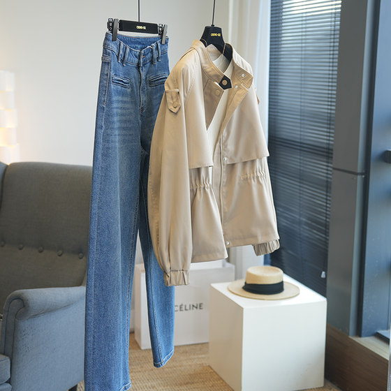 
Bug Xiaoxiao Fashionable Stand Collar Parker Loose Waist-Close Casual Working Trench Coat Women's Short Jacket Spring 970P