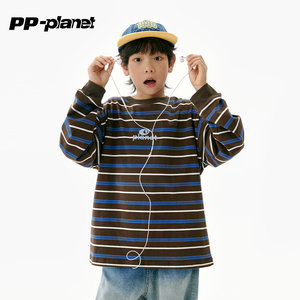 
PP Planet original boys retro fashionable striped casual sweatshirt t spring and autumn new medium and large children long-sleeved T-shirt
