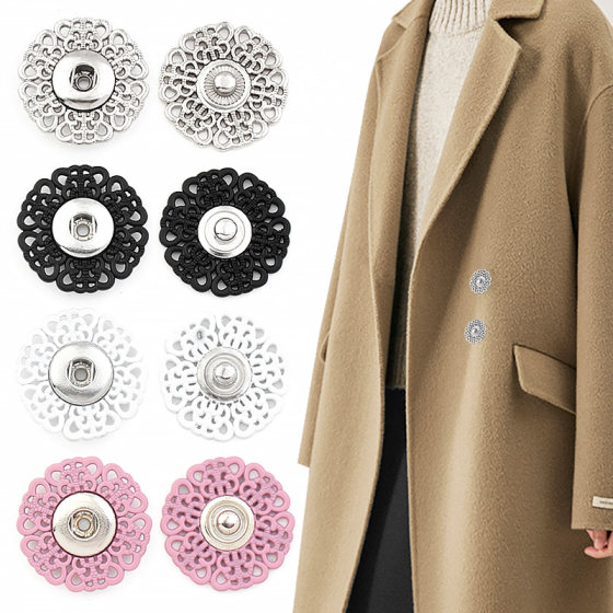 
Cashmere coat concealed buttons invisible buttons high-end snowflake snaps clothes mother-in-law buttons decorative metal large button accessories