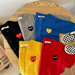 
2025 baby spring and autumn coat knitted toddler sweater boys and girls pure cotton cardigan thin wool top trendy