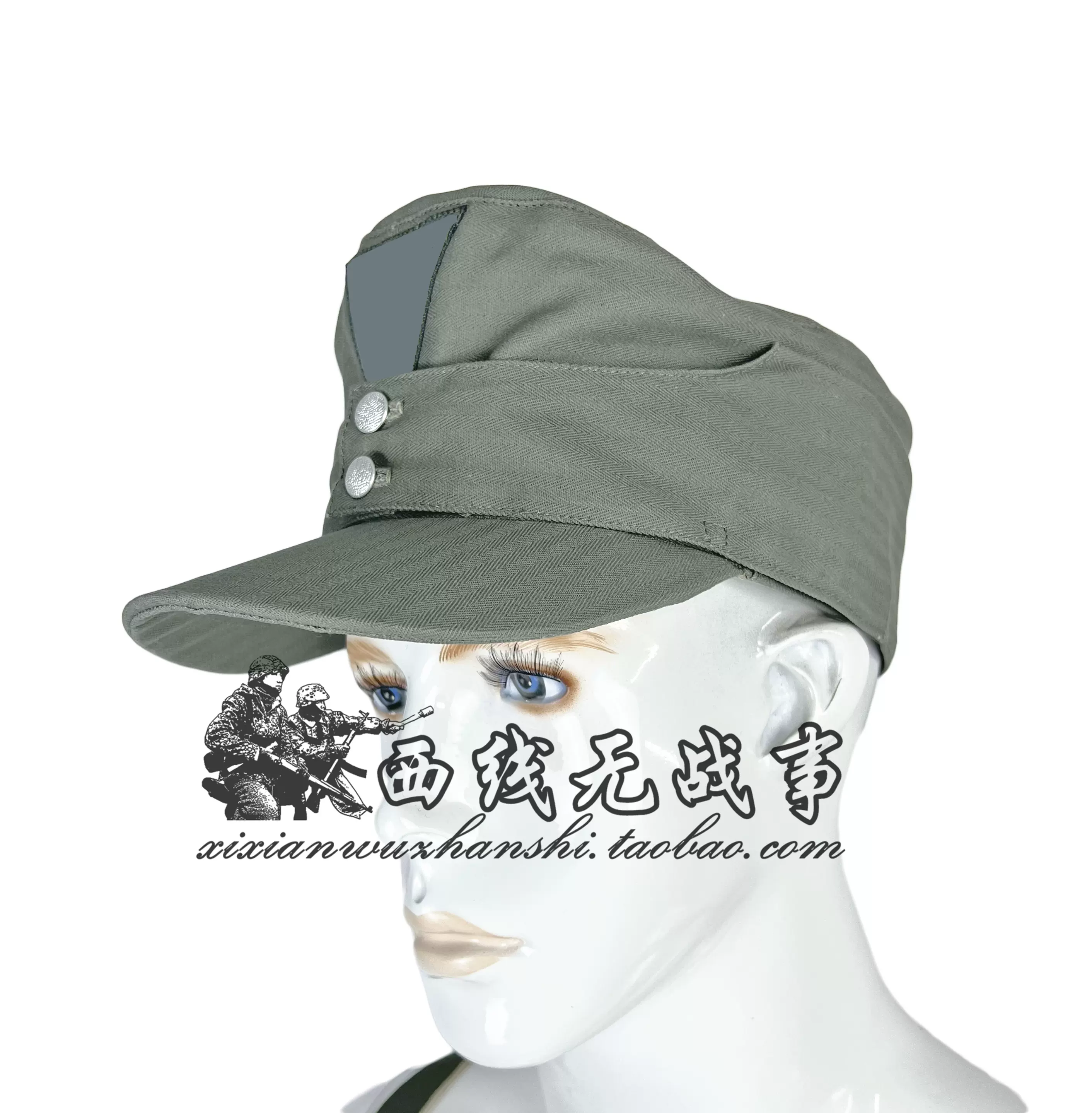 德軍M43 夏季野戰帽人字紋棉布便帽可調整頭圍HBT 山地平頂軍帽 德軍M43 夏季野戰帽人字紋棉布便帽可調整頭圍HBT 山地平頂軍帽
