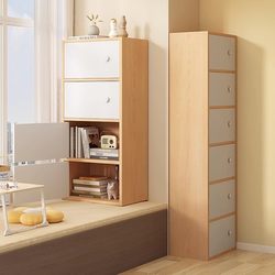 Bookshelf Storage Rack Floor-Standing Multi-Layer Bedroom Wall-Mounted Storage Cabinet Bay Window Cabinet Home Corner Gap Grid Shelf Bookcase
