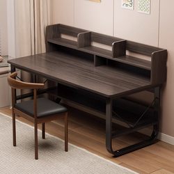 Desk and Bookshelf Integrated Computer Desk for Small Apartments, Bedroom Home Use, Simple Writing and Study Desk and Chair for Primary and Secondary School Students