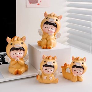 
New cartoon cute zodiac horse baby boy and girl one year full moon and one hundred days cake dessert table decoration ornaments