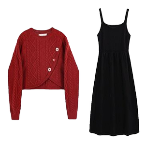 
Couple outfit autumn and winter 2025 new ins super hot sweater dress one men and one women Korean French knitted sweater trend