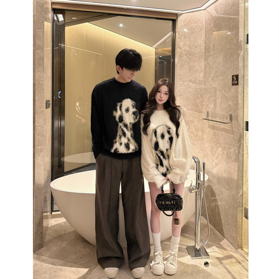 Couple outfit autumn and winter 2025 new ins super hot sweater men and women Korean loose French knitted sweater jacket trendy brand
