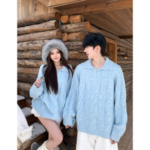 
Couple wear autumn and winter 2026 new ins super hot sweater for men and women Korean version loose French sweater jacket trendy brand