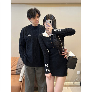 
Couple outfit autumn and winter 2025 new ins super hot sweater dress one men and one women Korean French knitted sweater trend