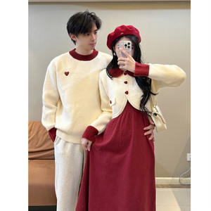 
Couple clothing autumn and winter 2026 new ins super hot sweater dress for one man and one woman Korean style French sweater trend