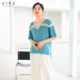 Pan Huaerzi high-end custom hand-woven new summer style short front and long contrasting color pullover short sleeve V-neck thin model