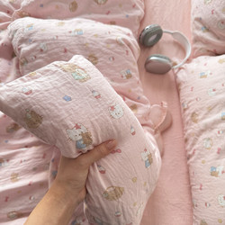 Super Soft A-Grade 100% Cotton Double-Layer Gauze Four-Piece Set Pure Cotton Gauze Duvet Cover Fitted Sheet Bed Sheet Dormitory Bed Three-Piece Set