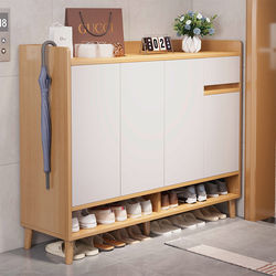 Solid Wood Ecological Shoe Cabinet, Home Entrance Storage Cabinet, Integrated Wall-Mounted Hallway Cabinet, Balcony Storage Cabinet