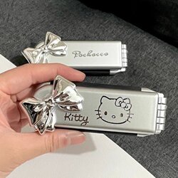 New Cartoon Sanrio Portable Folding Airbag Comb Kitty Cat Portable Makeup Mirror Dual-Purpose Mirror and Comb