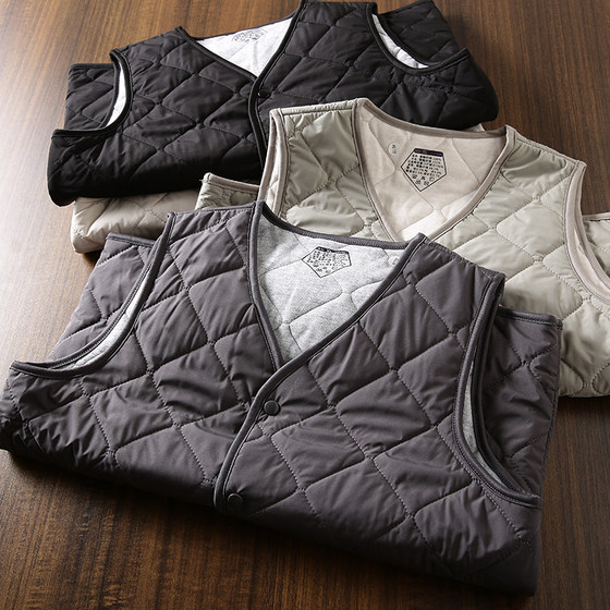Black technology graphene+cotton wool+mulberry silk autumn and winter men and women thin cotton cotton -keeping leisure vest vest