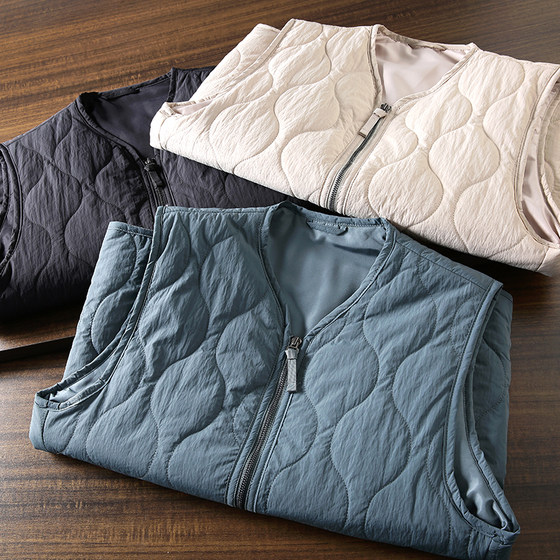 
Gourd quilting! The same vest for men and women! Retro collarless layered diamond plaid vest jacket trendy