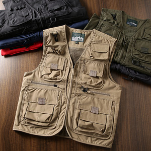 
Old American foreign trade functional multi-pocket work vest men outdoor photography fishing vest intact air horse clip jacket men
