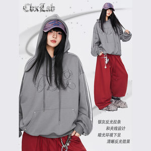 
CBXLAB hip-hop brand 'Galaxy Broken Diamond' reflective strips loose hip-hop sweatshirt jazz street dance long sleeves